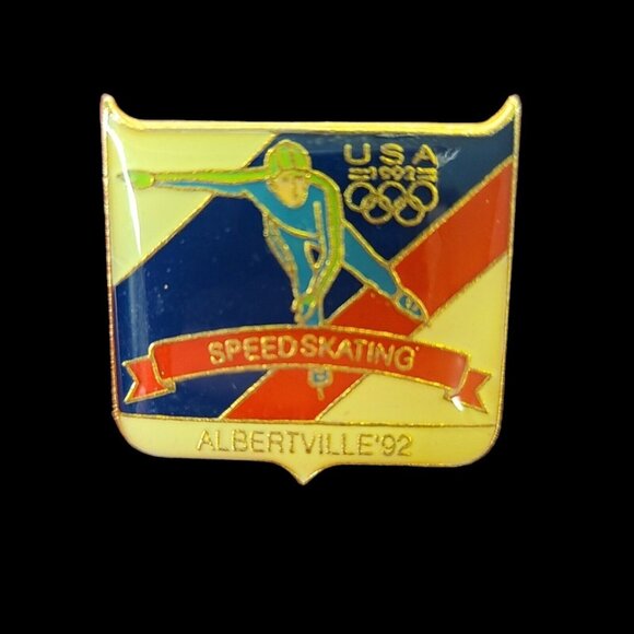 Mix Lot (8) USA 1992 Albertville Pins Lapel Hat‎ WINTER Olympics Pinback Vintage - Picture 8 of 13